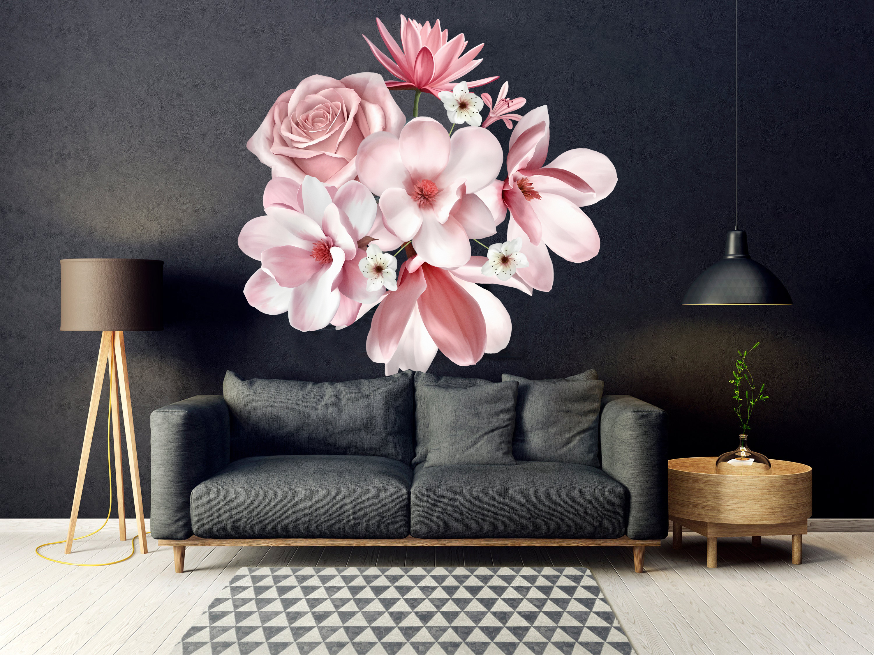 Muursticker - 3D Bloemen Rozegoud Madeliefje Lelie Orchidee Bloem