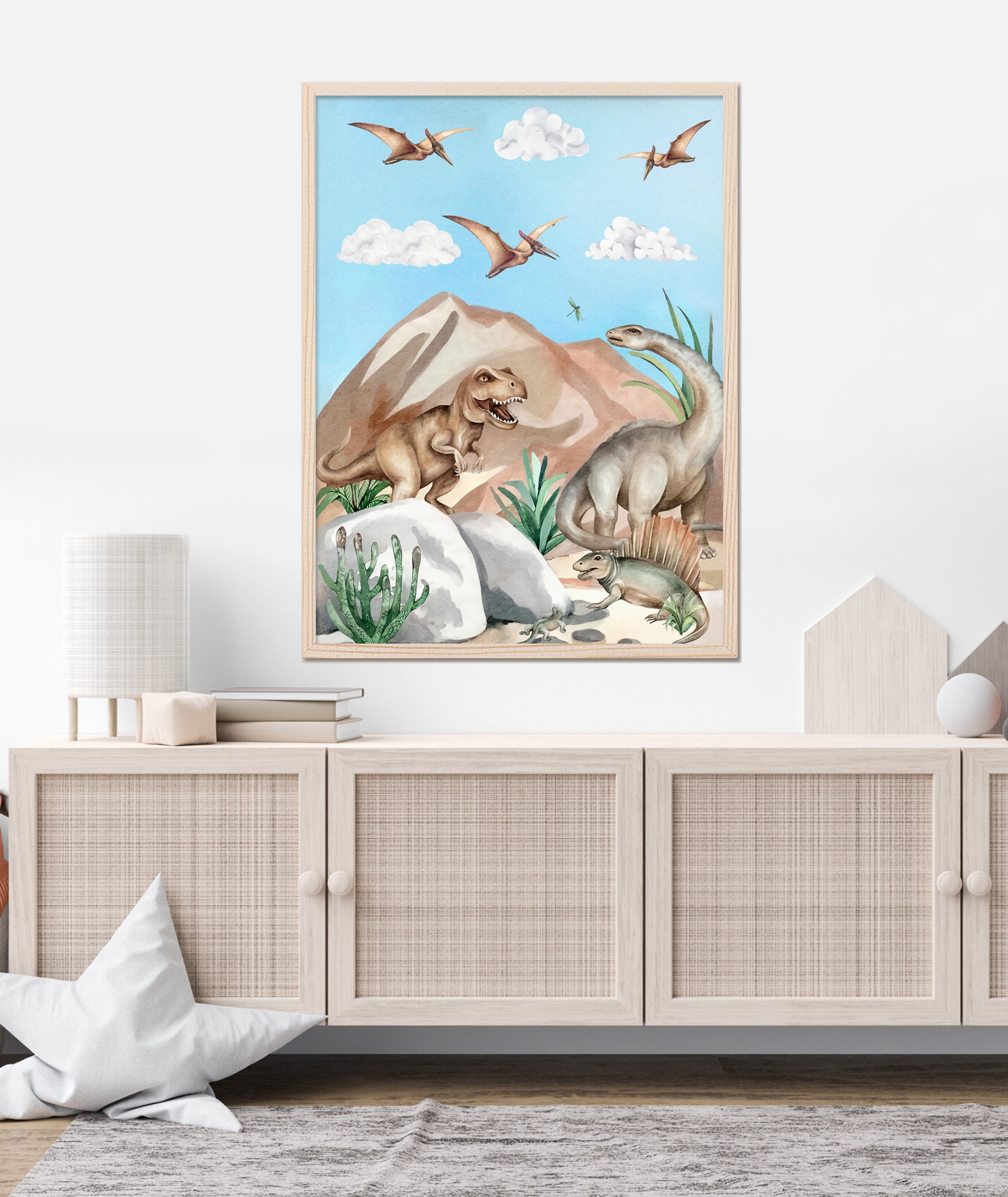 Affiche - Dinosaurussen / Pterodactylus and Brontosaurus