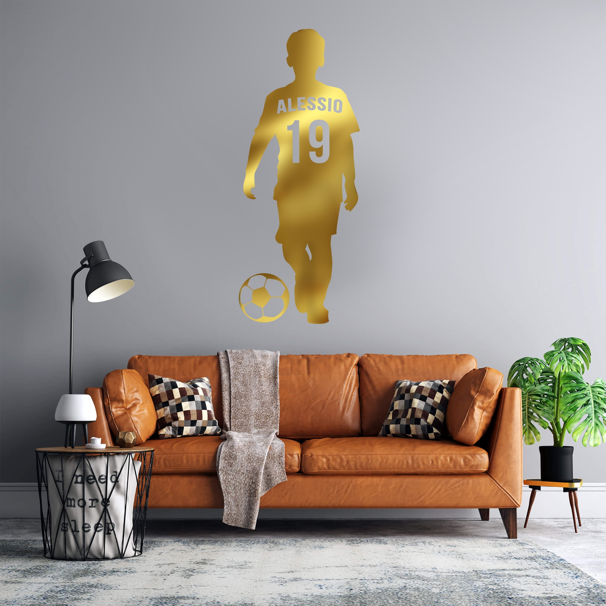 Muurstickers - Voetballer / Gepersonaliseerde naam en nummer / Transparant
