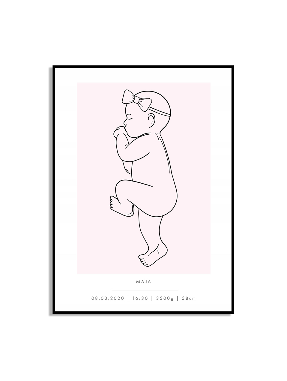 Poster - Geboorteposter / Roze / Gepersonaliseerd