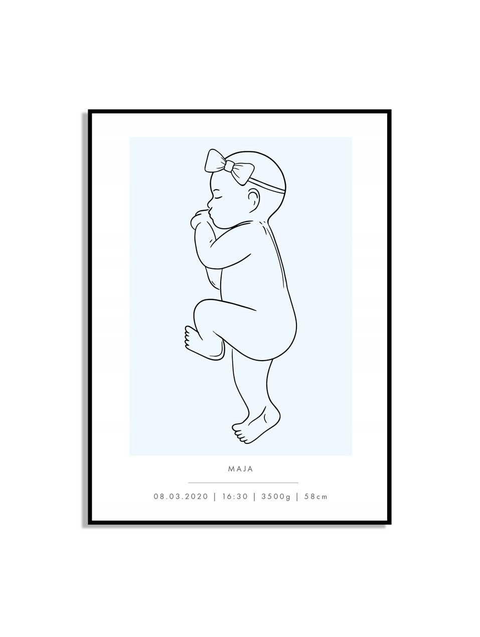 Poster - Geboorteposter / Blauw / Gepersonaliseerd