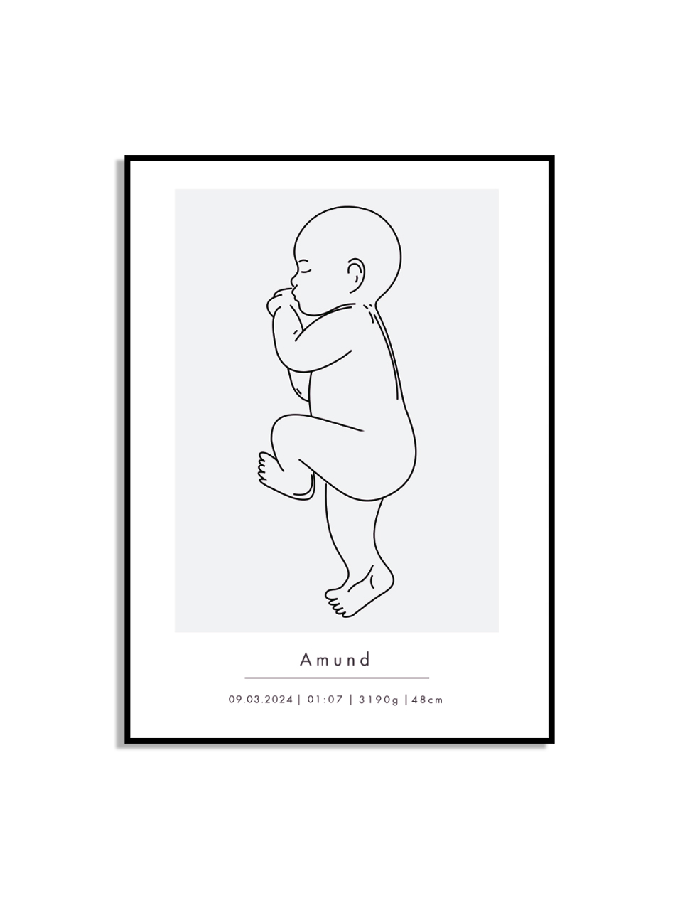 Poster - Geboorteposter / Grijs / Gepersonaliseerd