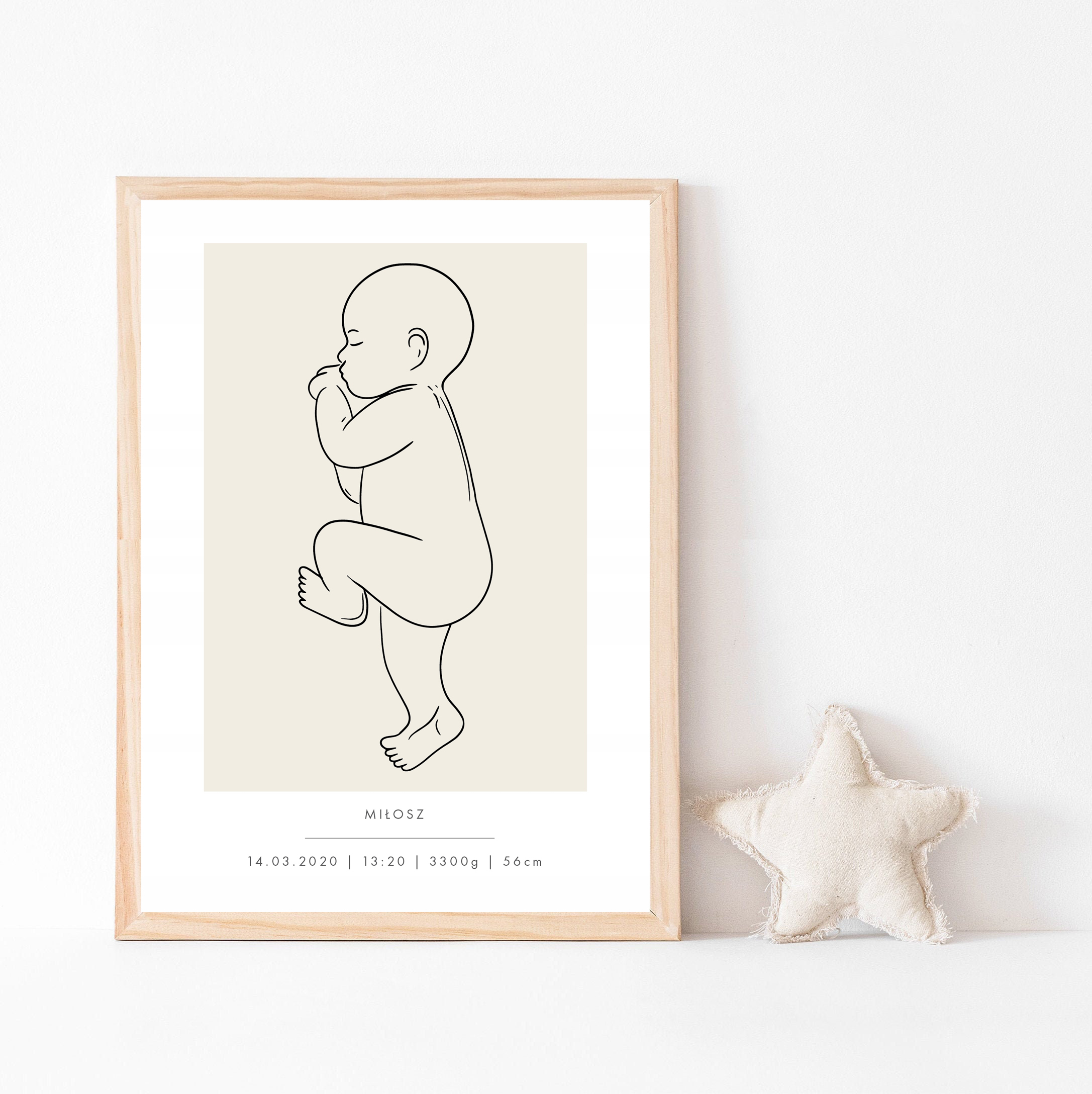 Poster - Geboorteposter / Beige / Gepersonaliseerd