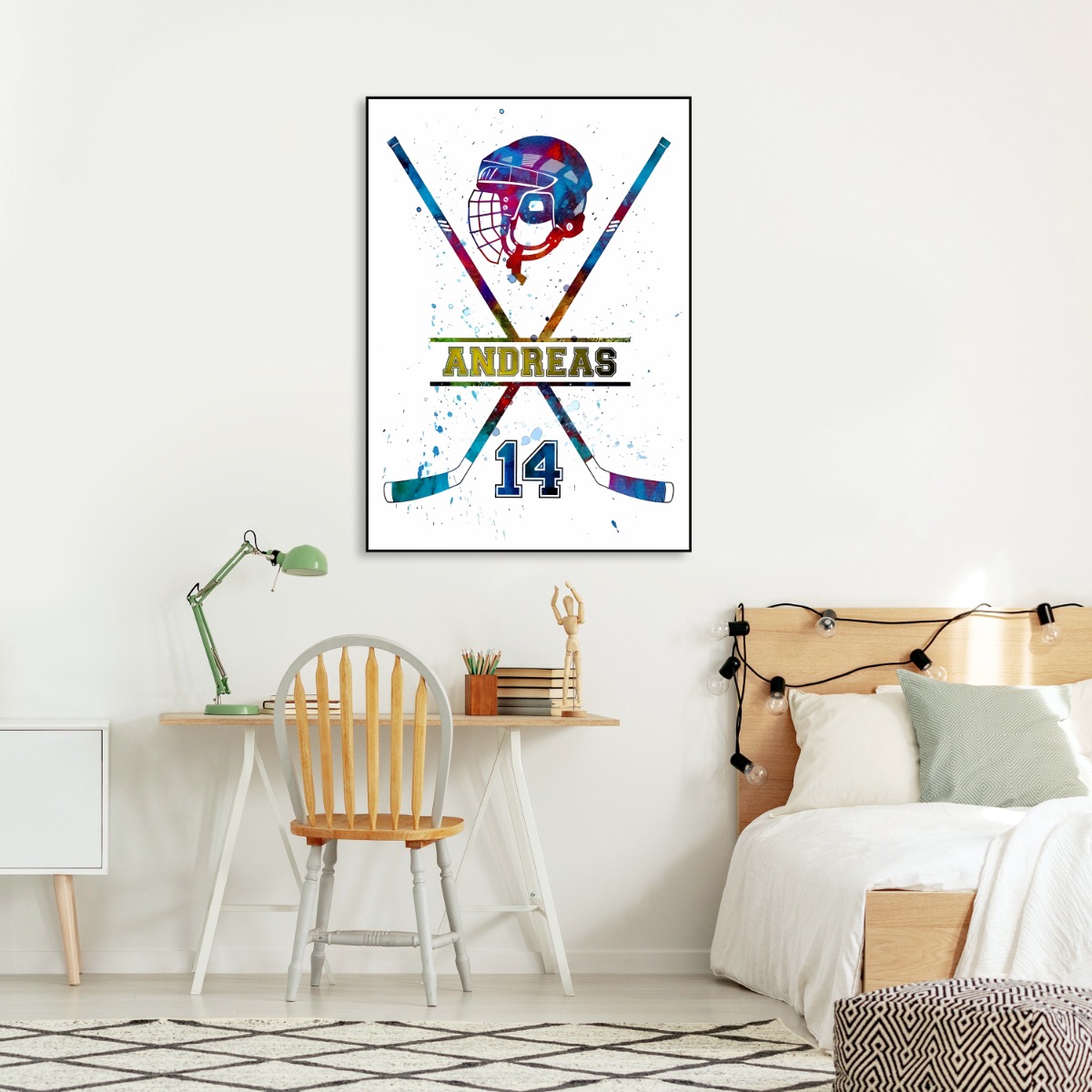 Affiche - Gekruiste hockeysticks / Gepersonaliseerd