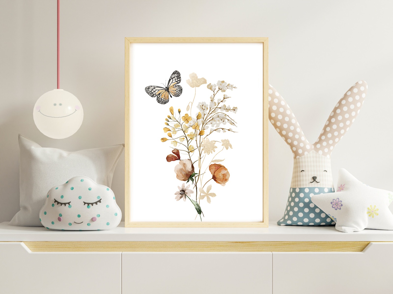 Poster - Bloemen en vlinder / 02