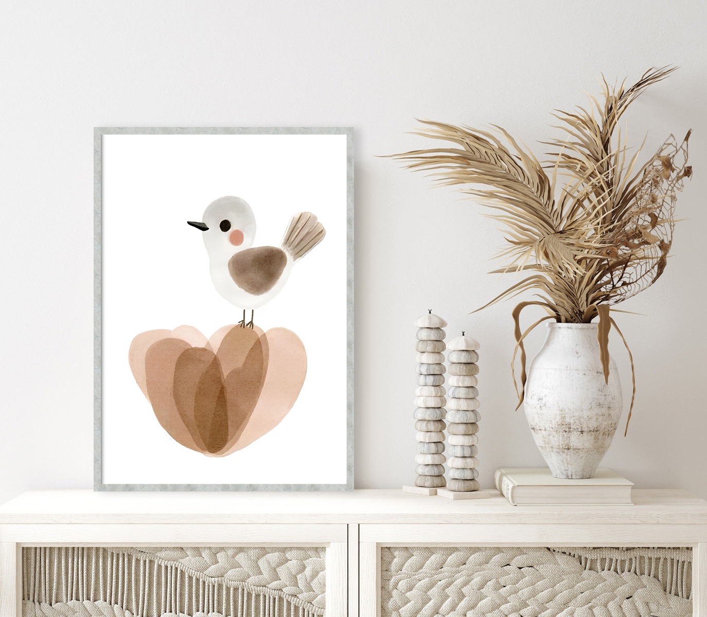 Poster - Vogel in de bloem