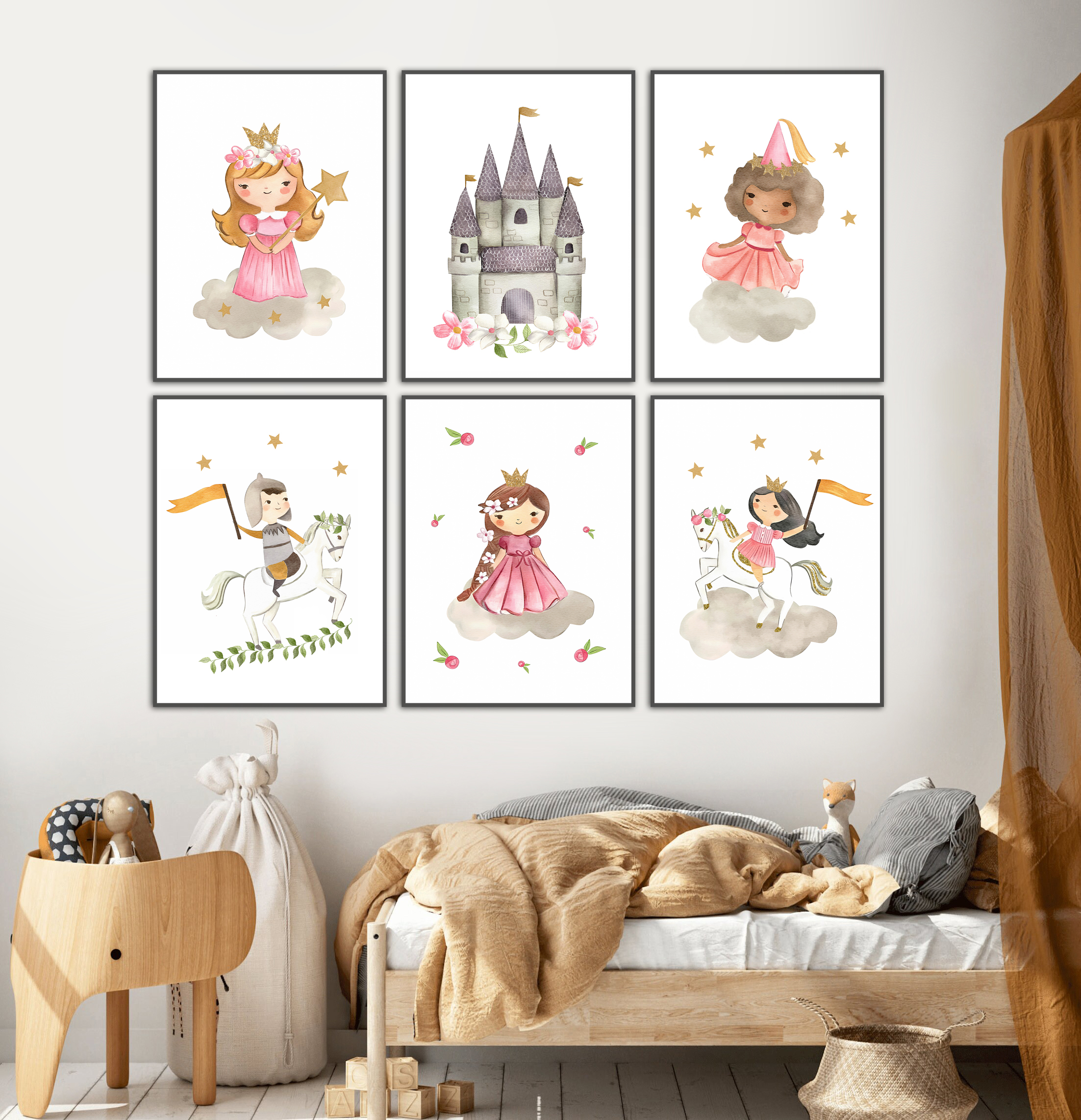 Affiches - Meisje en Kasteel / Set van 6
