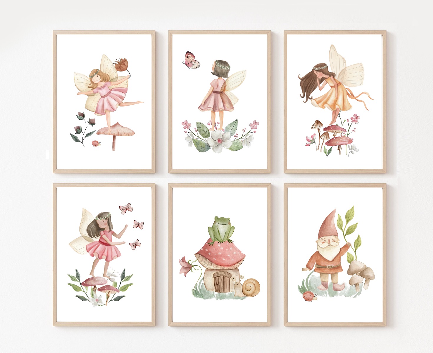 Affiches - Fee en vlinders / Set van 6