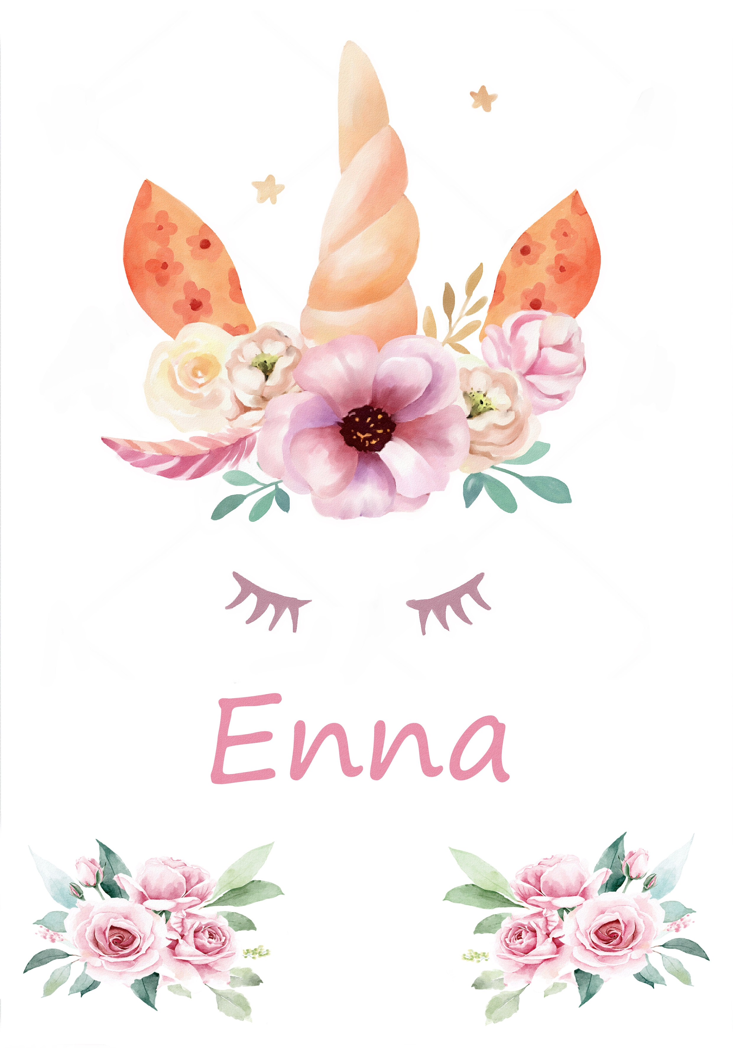 Affiches - Eenhoorn / gepersonaliseerd / Roze
