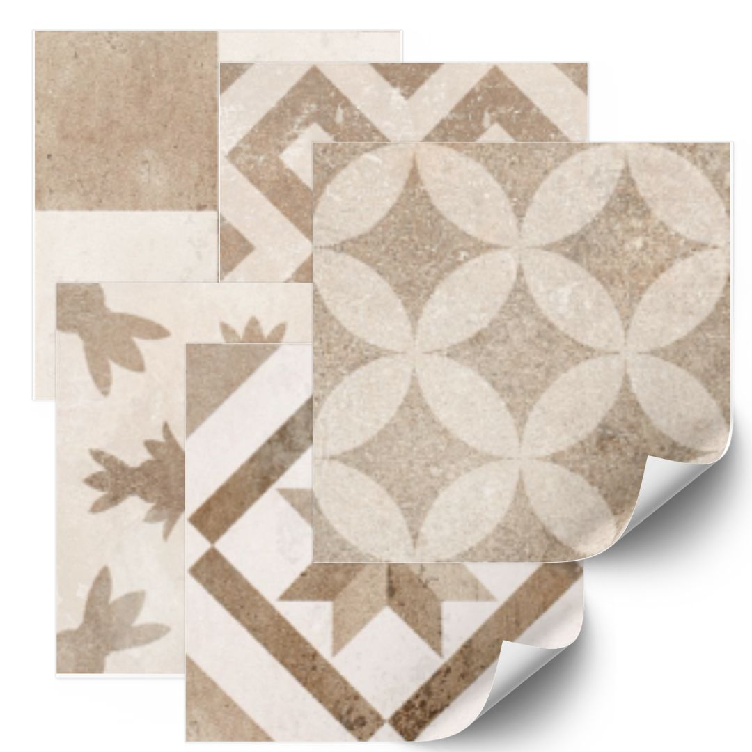 Tegels Sticker - Multi Patroon / Bruin / Rechthoekig - 24 st