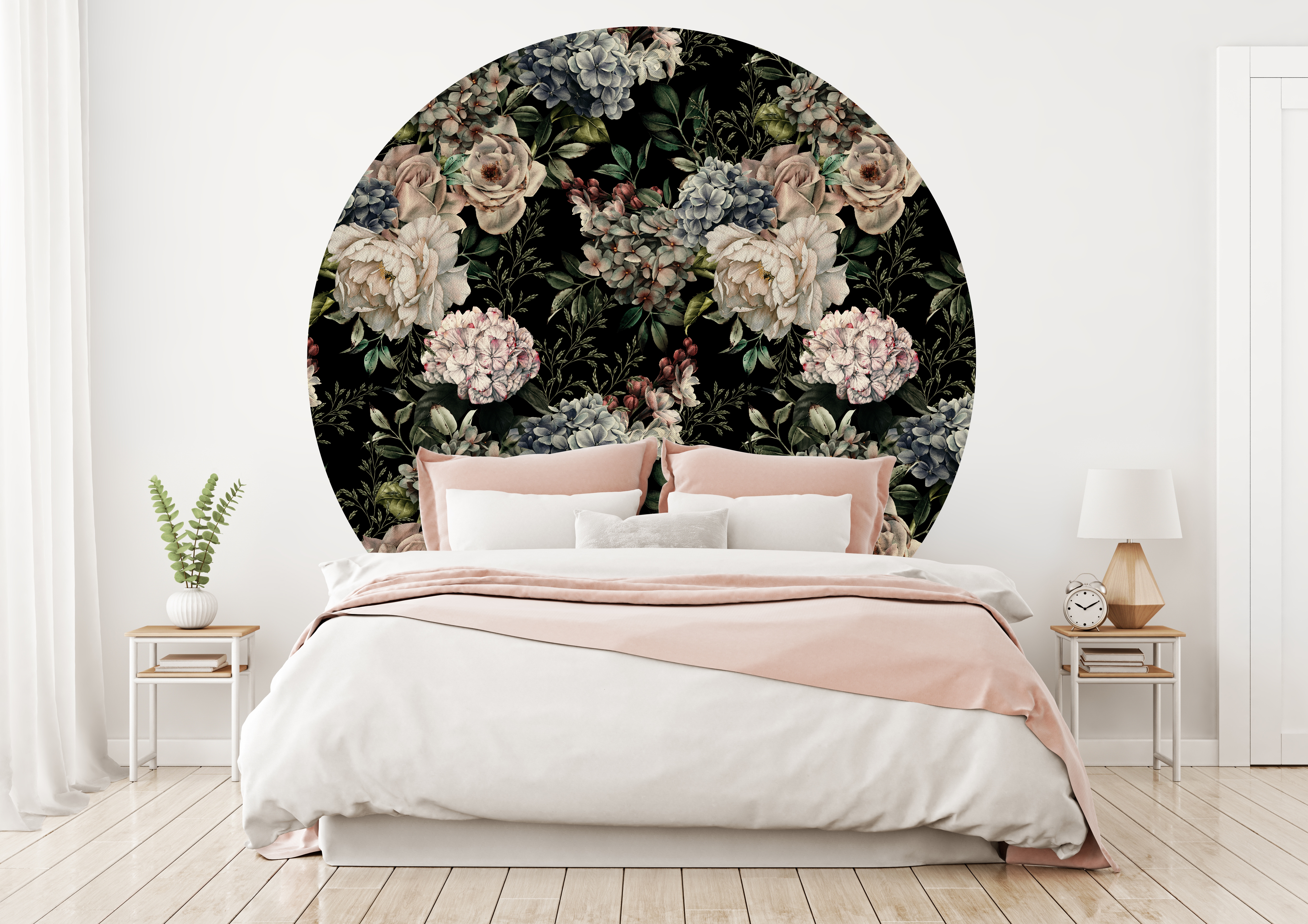 Muurstickers - Veelkleurige bloemen / Bleek / Cirkel