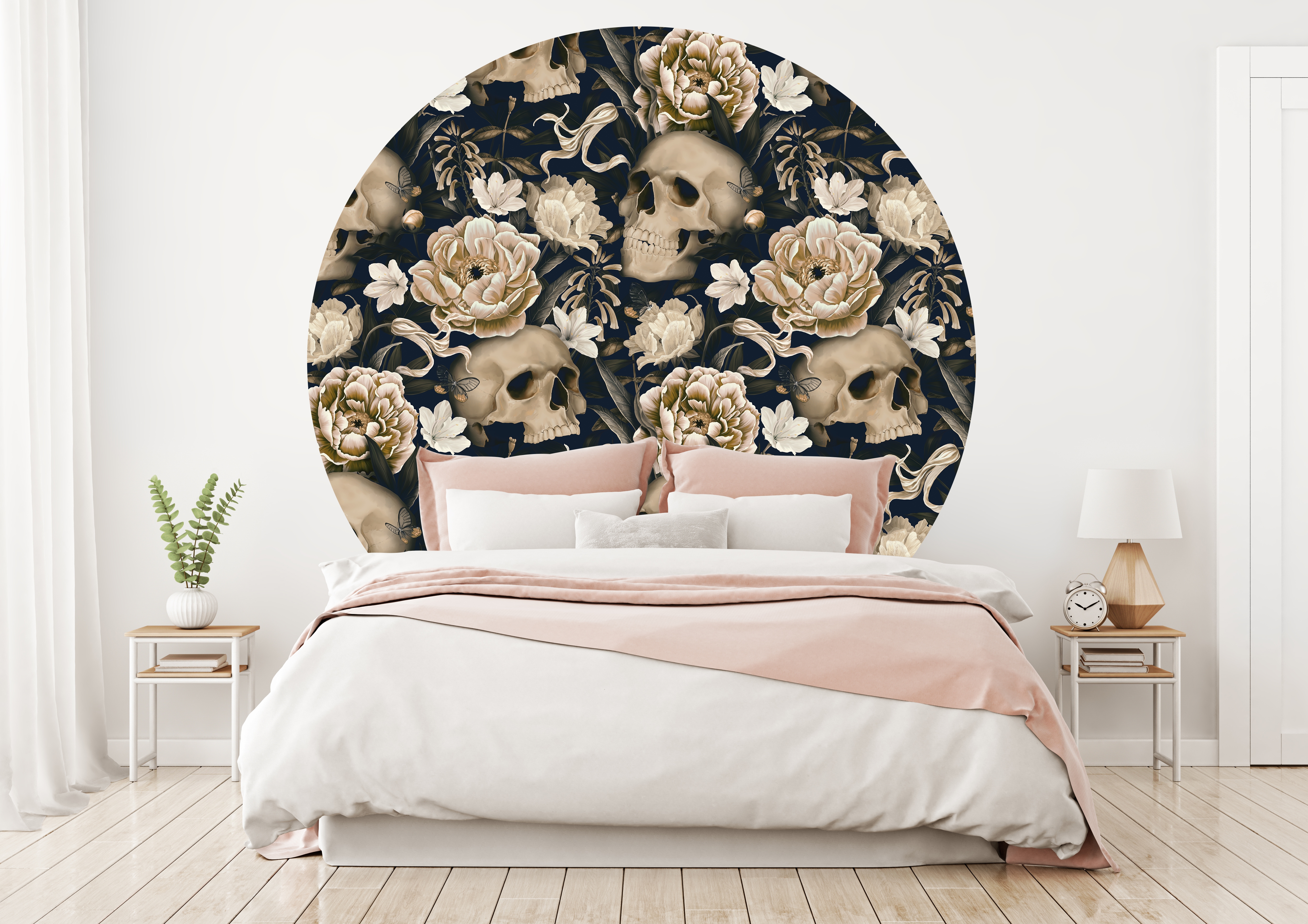 Muurstickers - Bloemen en Skeletten / Cirkel
