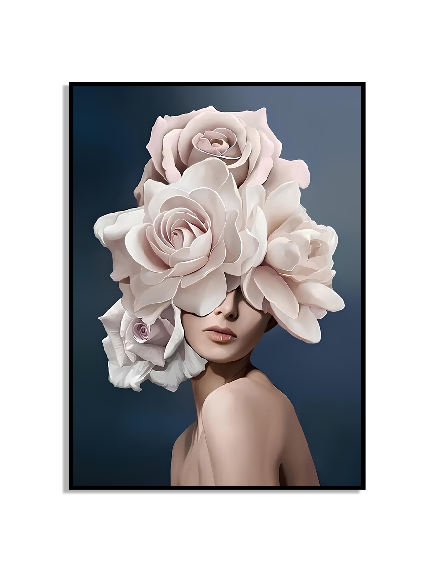 Affiche- Bloemenmeisje / Baby roze bloemen