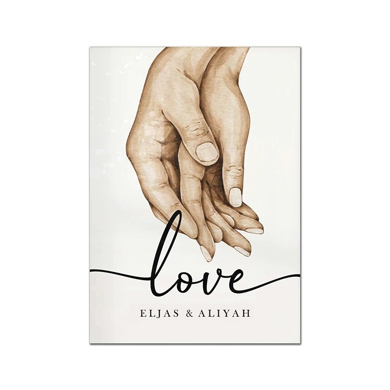 Poster - Minnaars hand / Love /gepersonaliseerd