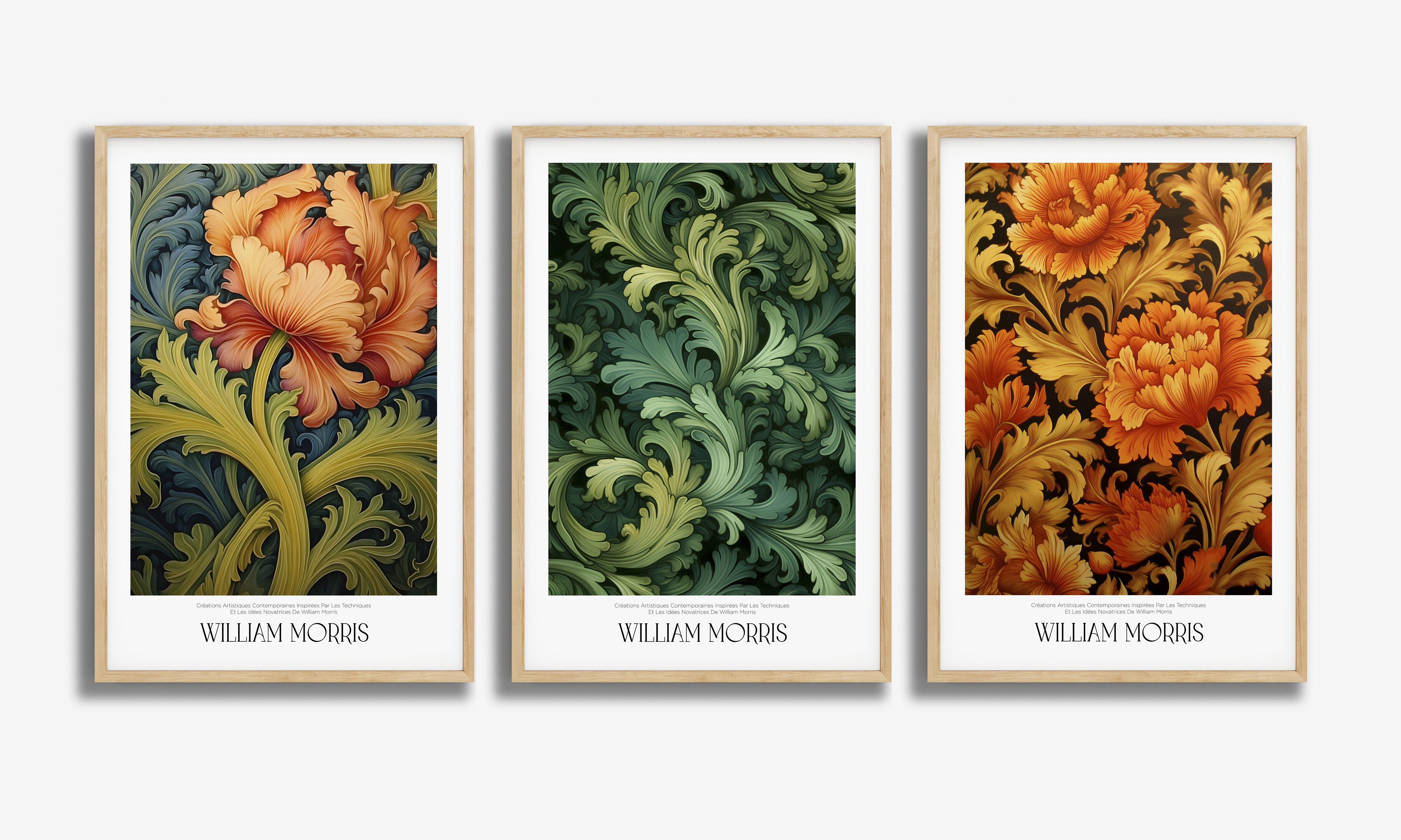 William Morris Bloemen Poster - Set van 3