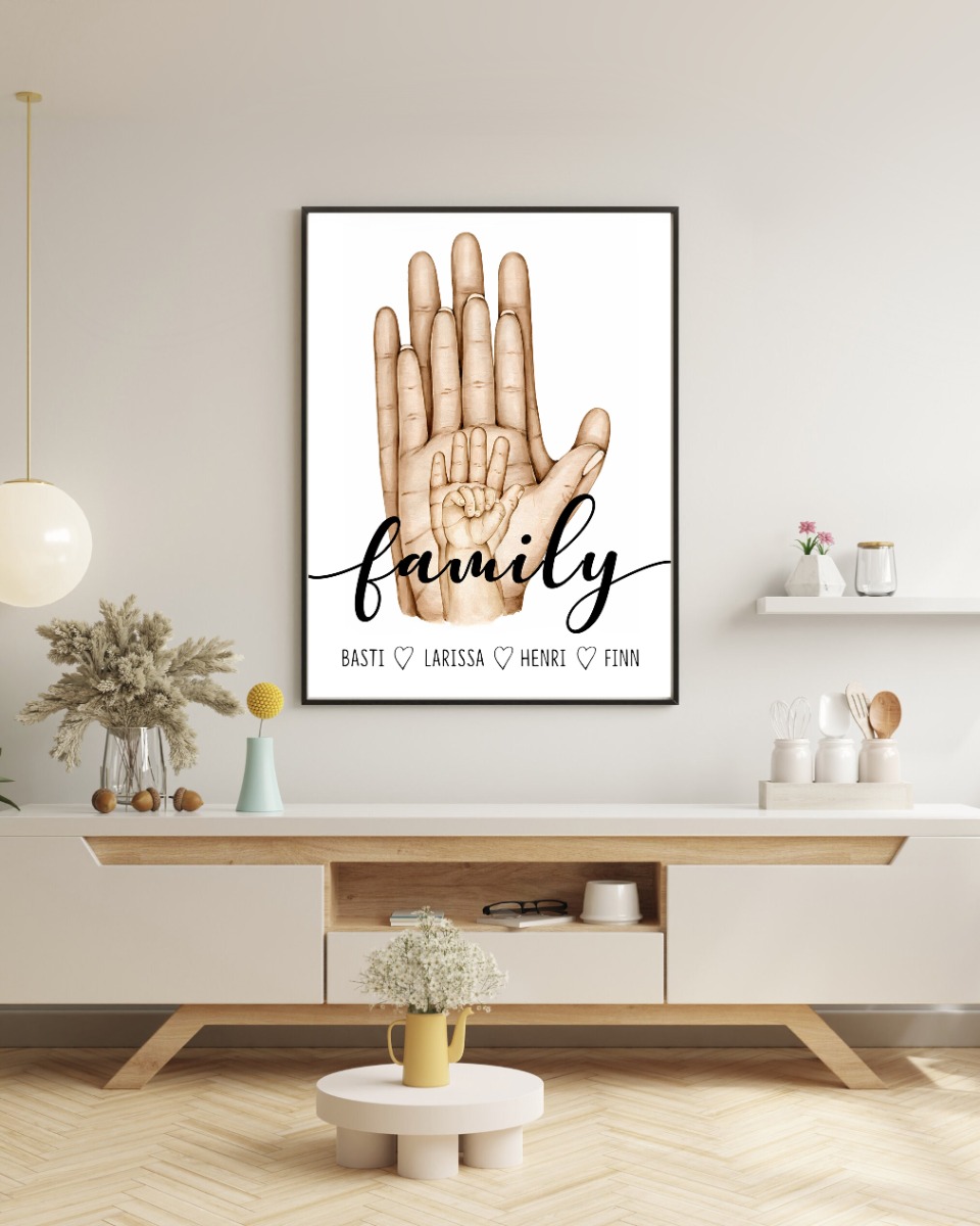 Affiches - Familiehanden / Gepersonaliseerd