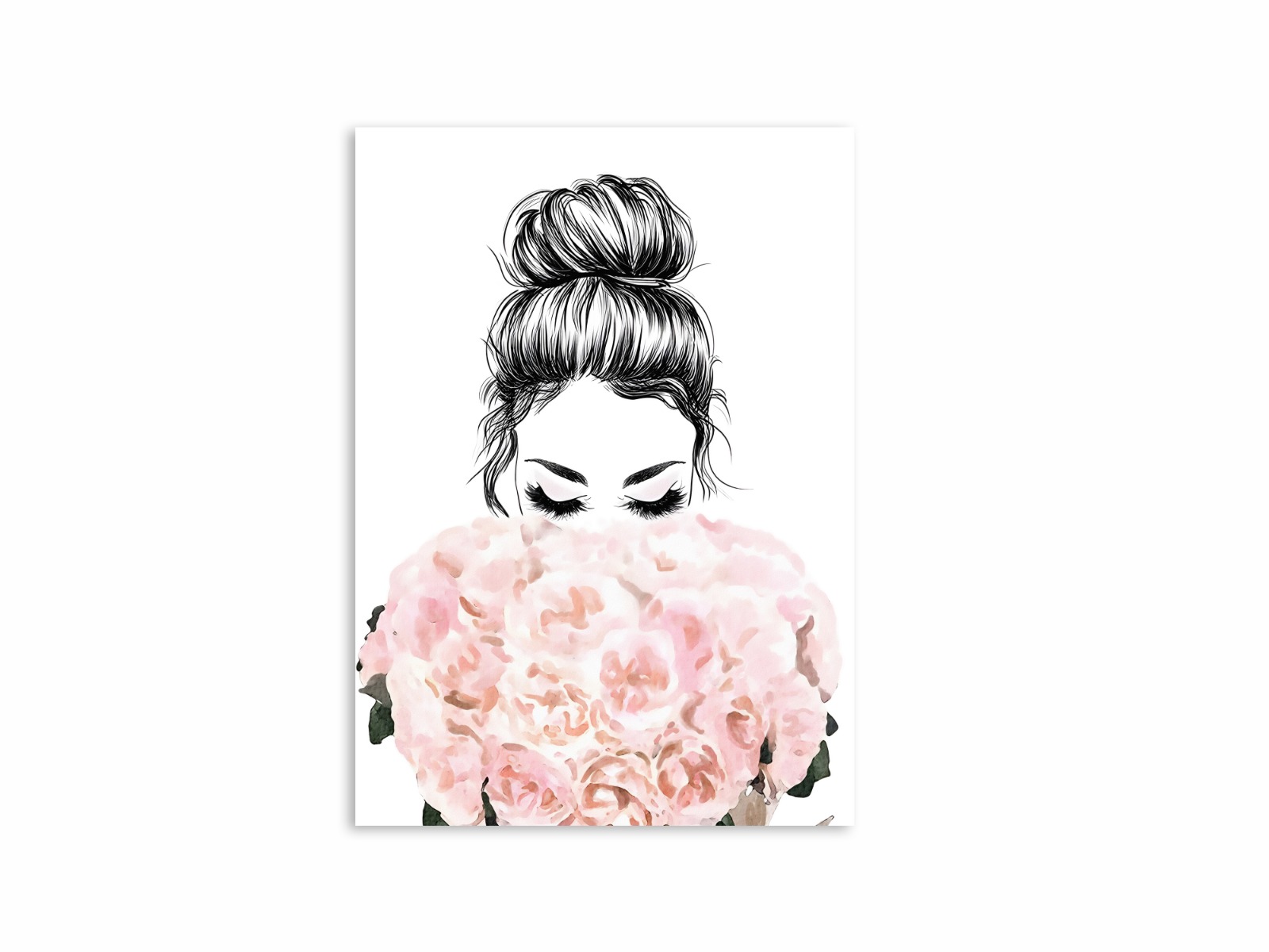 Poster - Portret van vrouw met bloemen