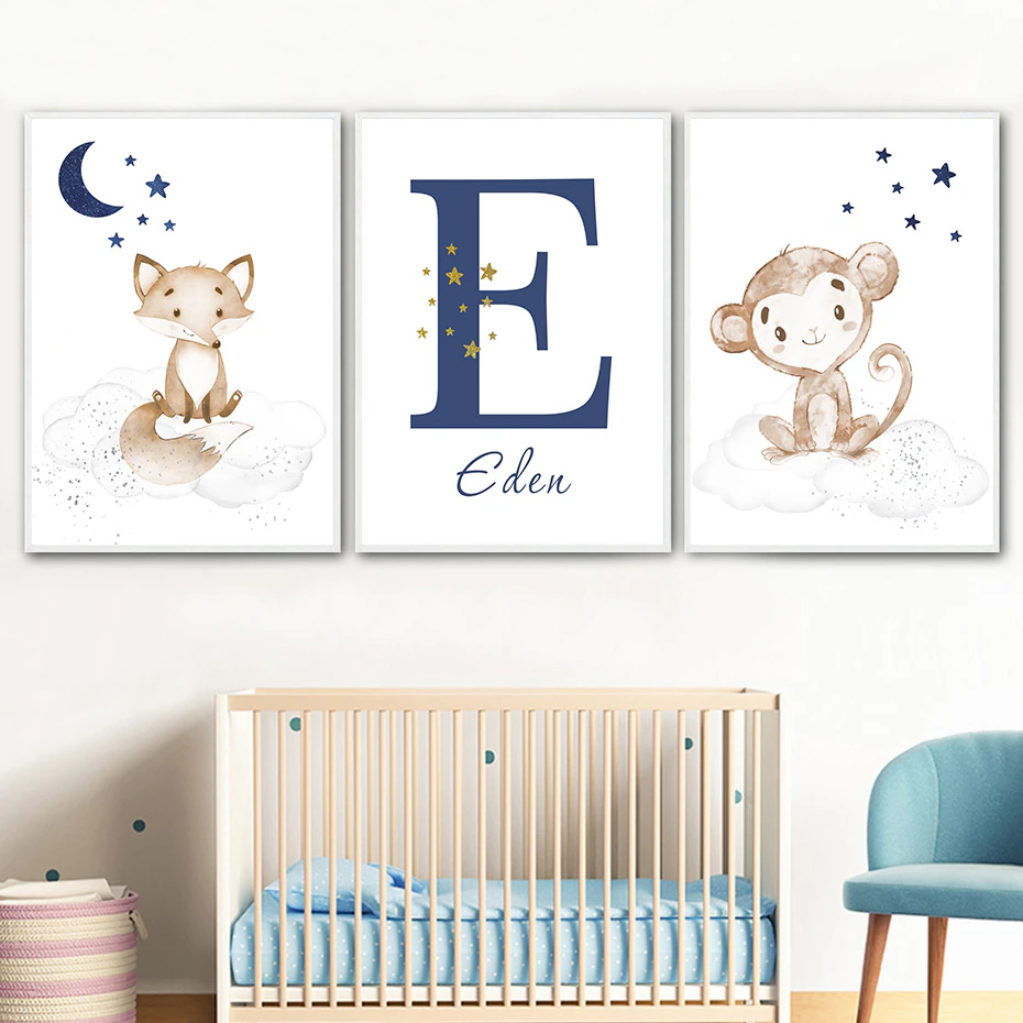 Affiches -Vos en Aap / Gepersonaliseerd / Set van 3