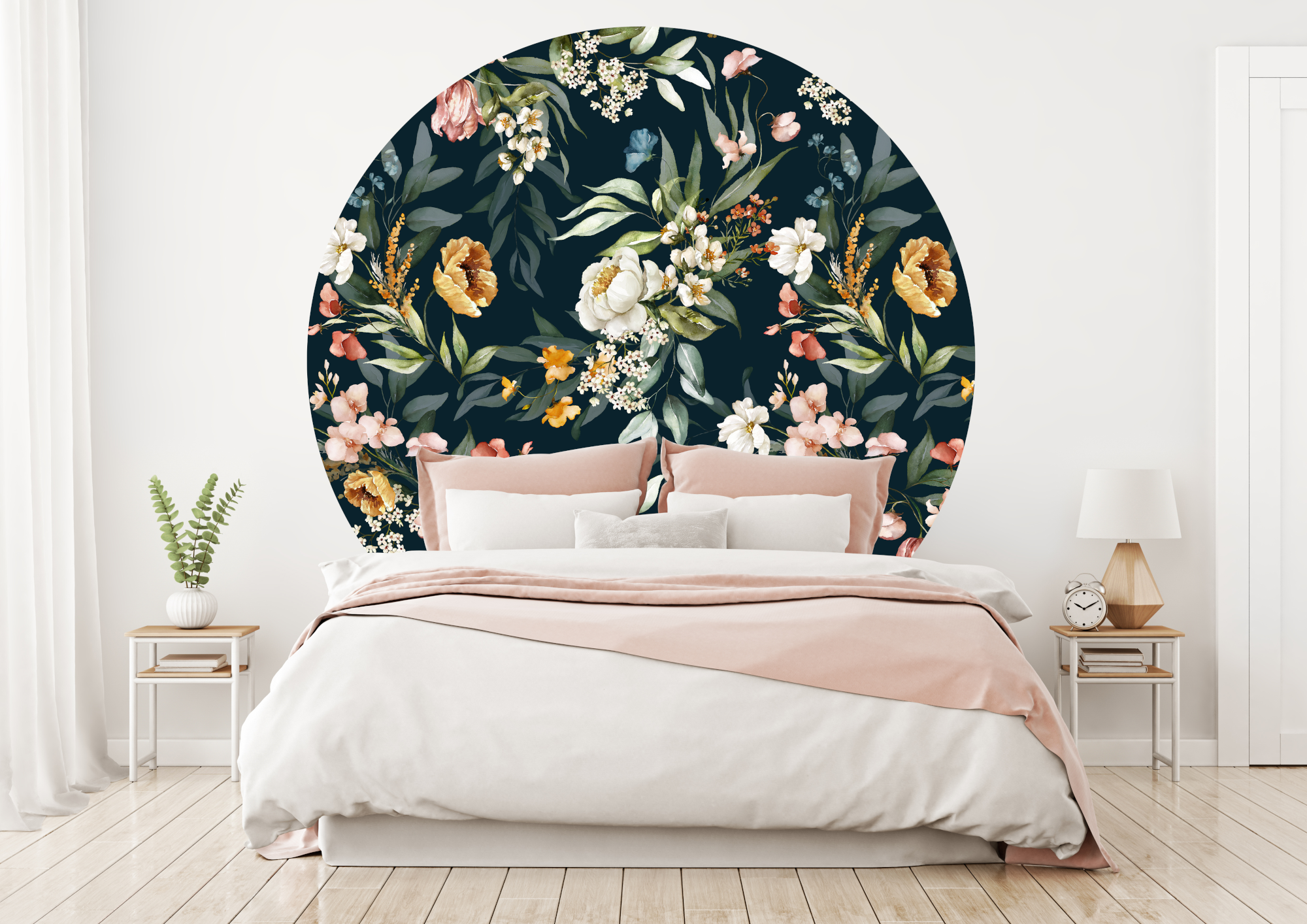 Muurstickers -Veelkleurig Bloemenpatroon / Cirkel