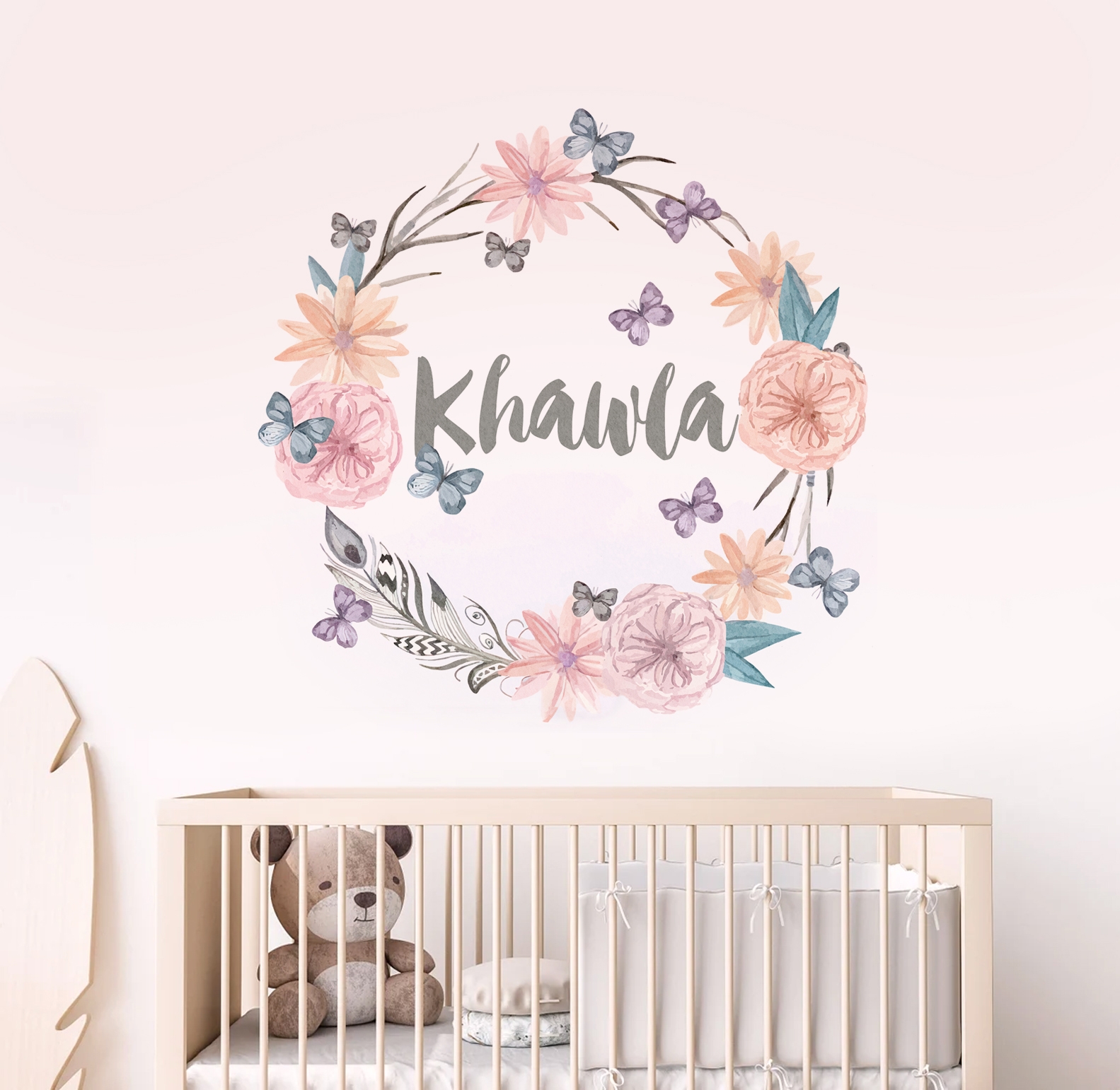 Muurstickers - Vlinders en bloemen / gepersonaliseerd