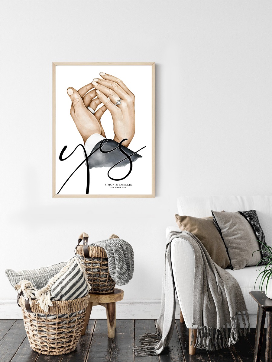 Poster - Minnaars hand / Ja /gepersonaliseerd