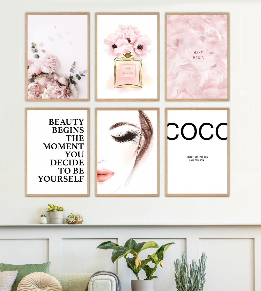 Affiches -Kokosroze / Set van 6
