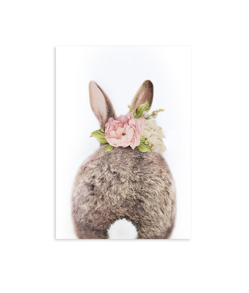 Poster - Konijn met bloemen / Achterkant