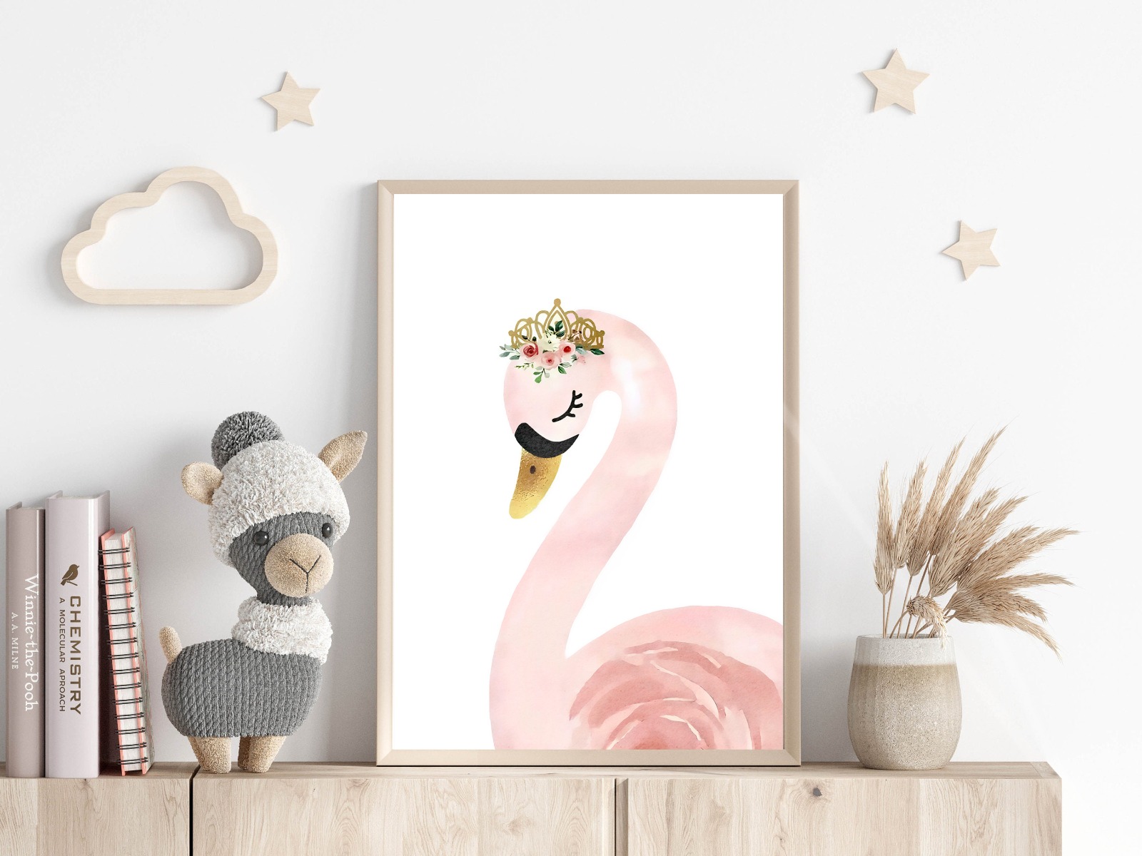 Poster - Zwaan met kroon en bloemen