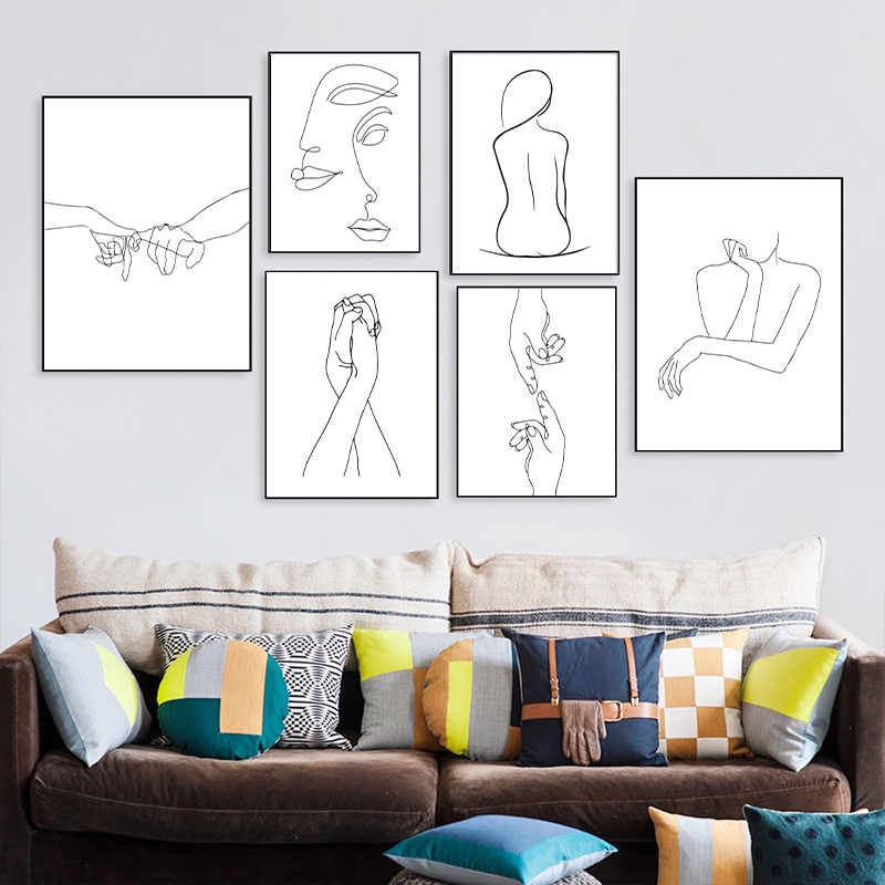 Posters - Noordse minimalistische figuurkunst #1 / Set van 6