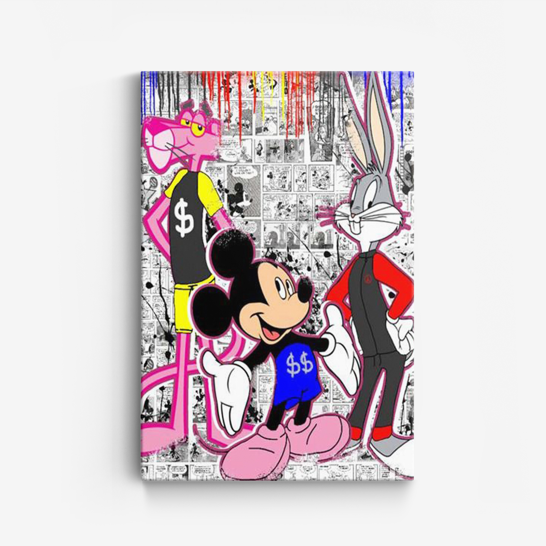 Canvas - Mickey Mouse en Konijn