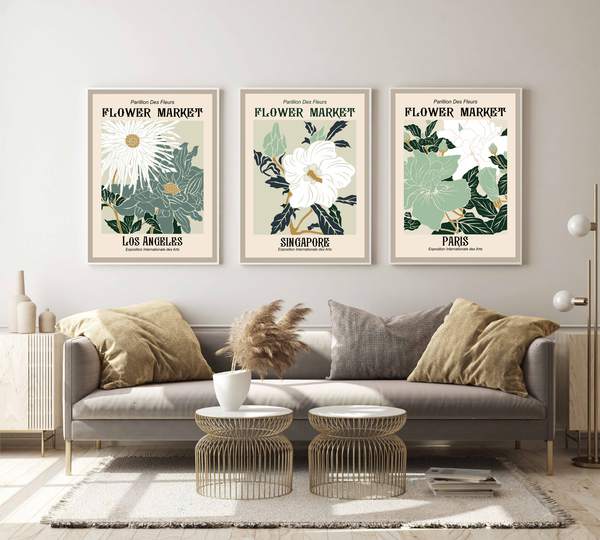 Posters - Flower market / 02 / Set van 3