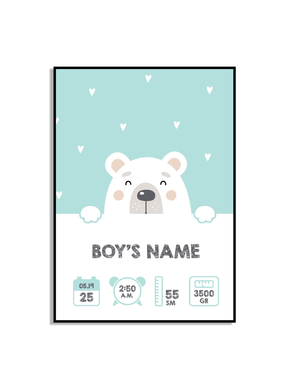 Poster - Geboorteposter - Beer / Gepersonaliseerd