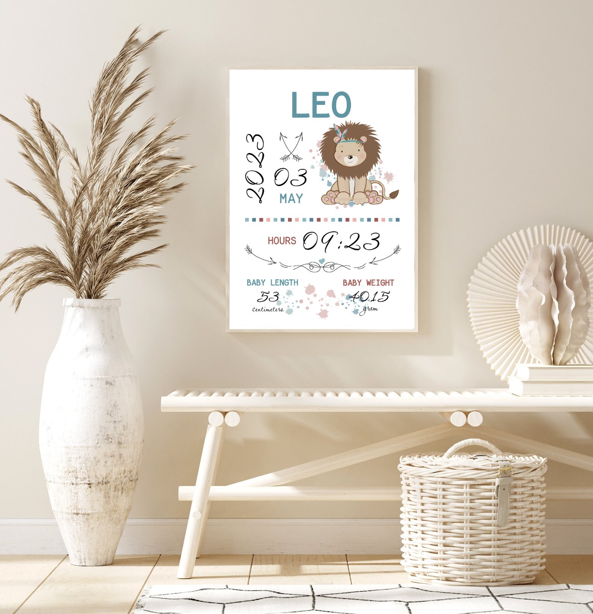 Poster - Geboorteposter - Leeuw / Gepersonaliseerd