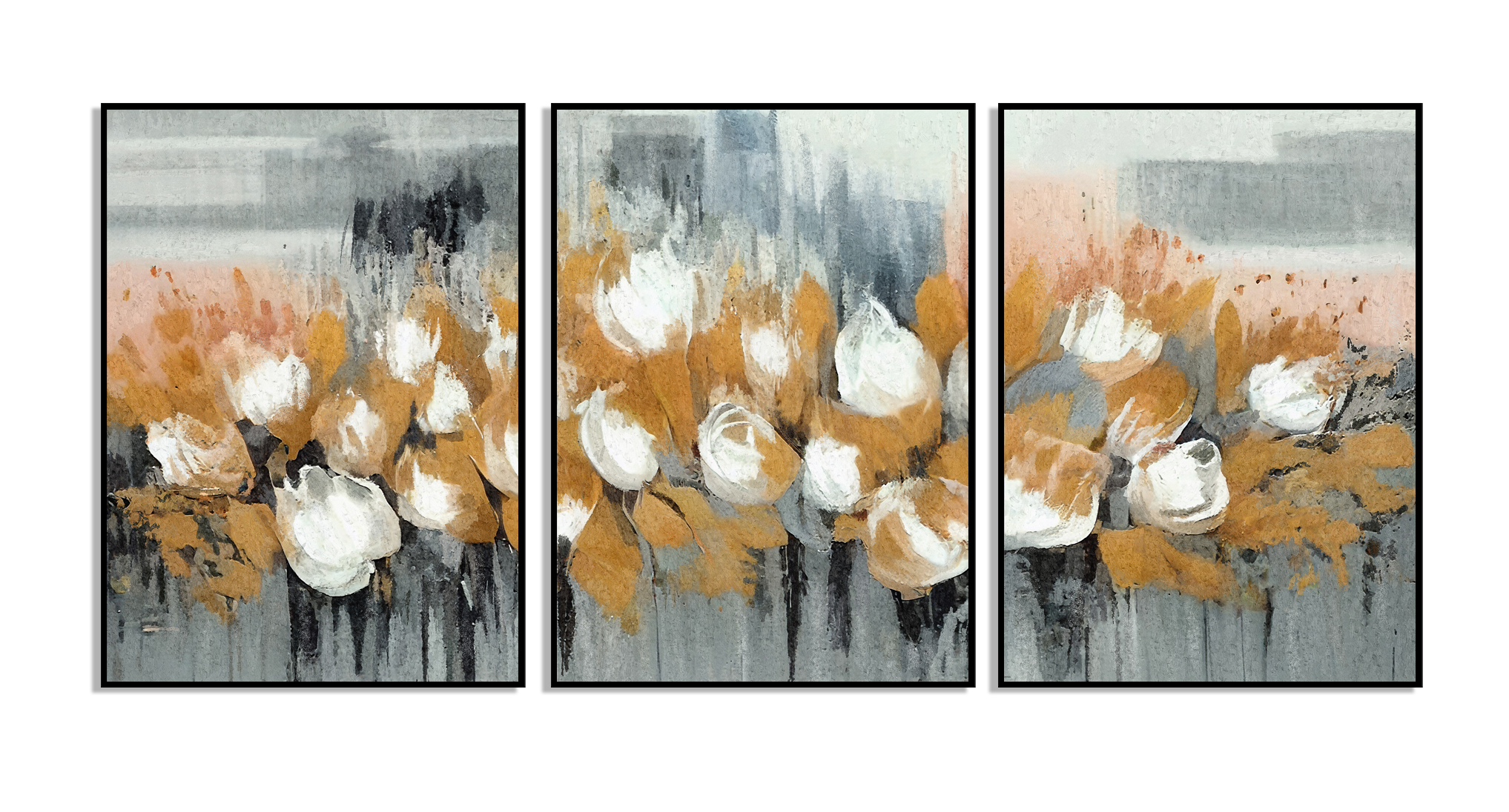 Posters - Bloem Splash schilderij / Set van 3
