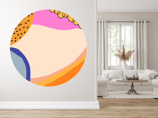 Muurstickers - Geel en roze / cirkel