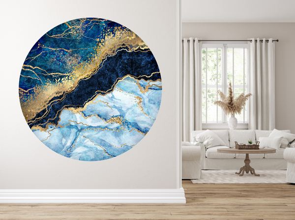 Muursticker - Luchtige blauwe golven / Cirkel