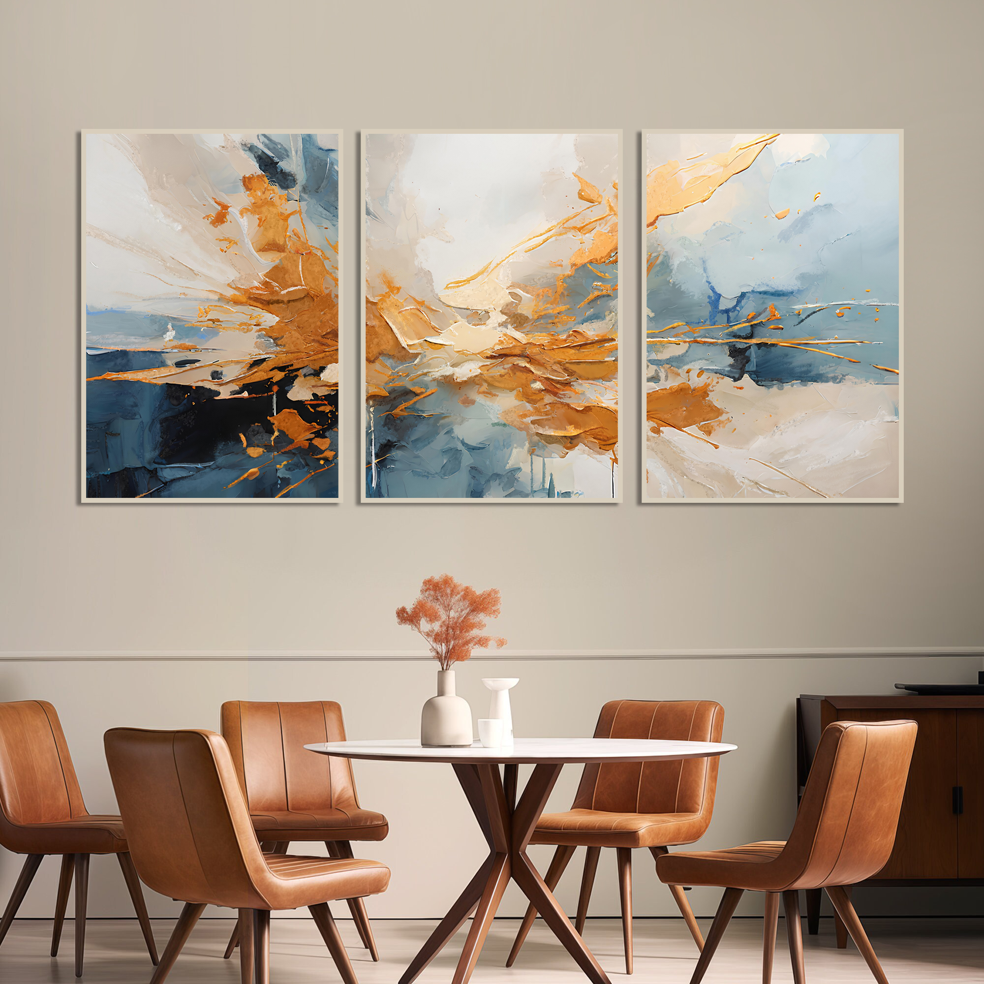 Posters - Moderne kunst - Gele splashkunst / Set van 3