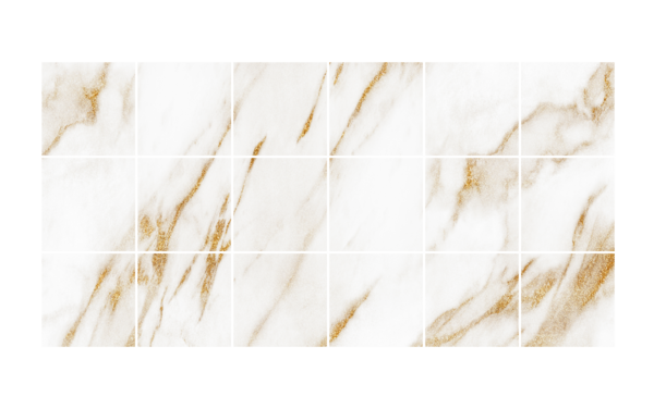 Tegels sticker - Wit en goud / Set van 24