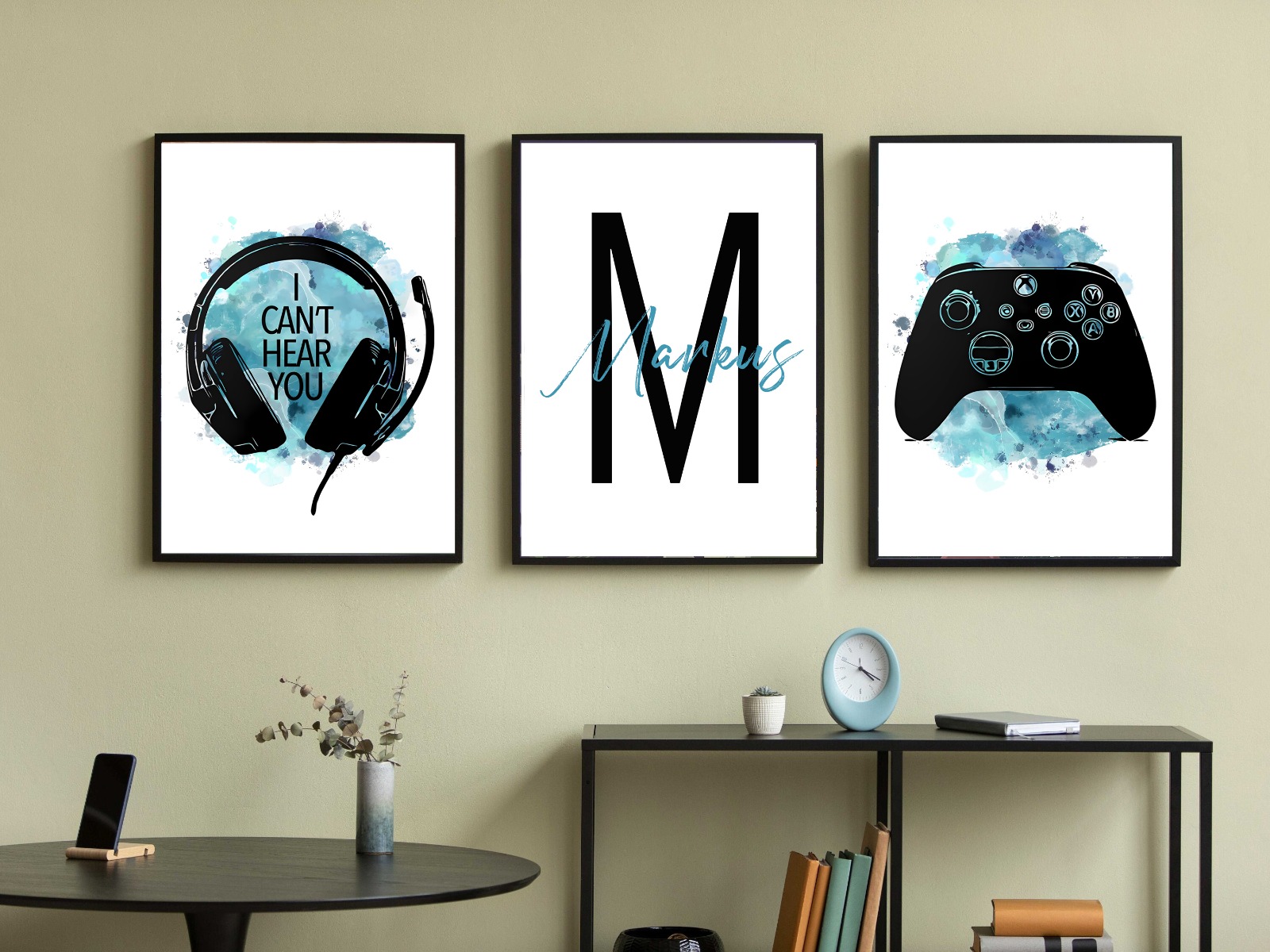 Posters - XBOX-controller en hoofdtelefoon / Gepersonaliseerd / Set van 3