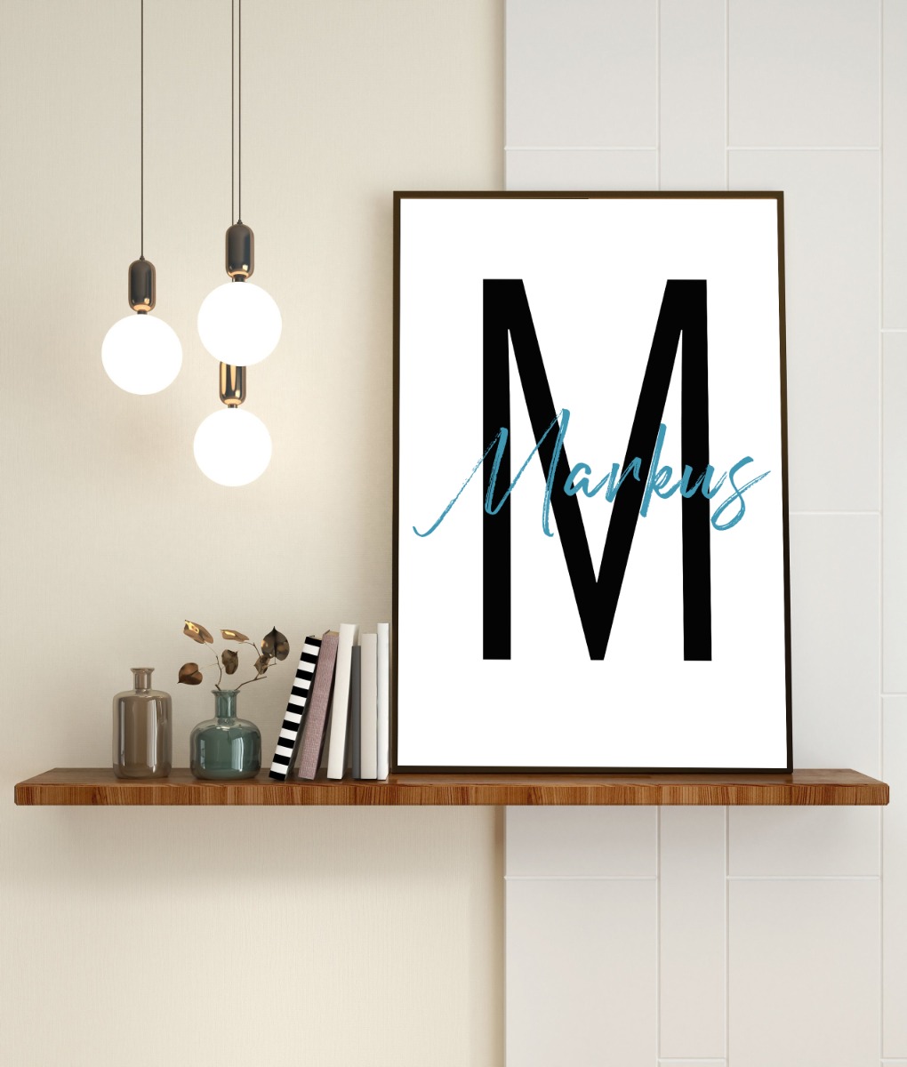 Poster - Zwart en Blauw / Gepersonaliseerd