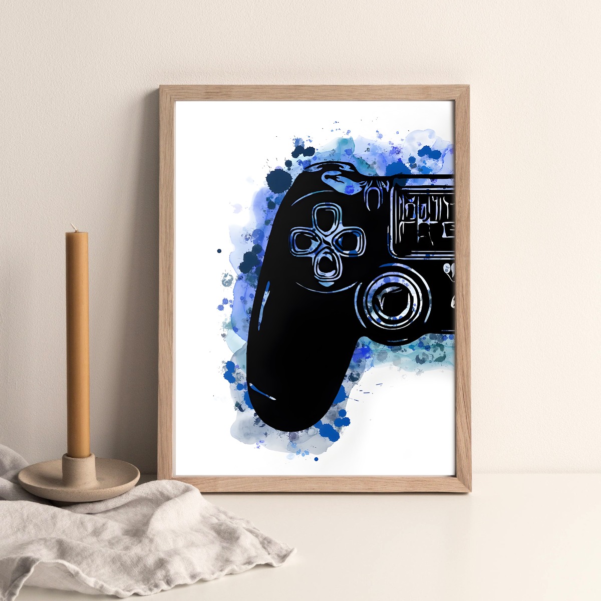 Poster - Joystick / Blauw en zwart / Linkerhelft / 02