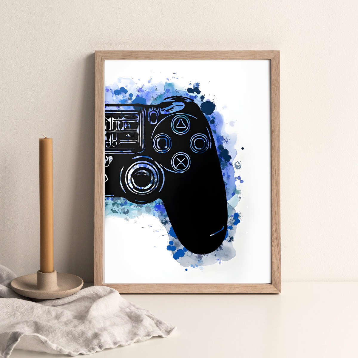 Poster - Joystick / Blauw en zwart / Rechterhelft / 02