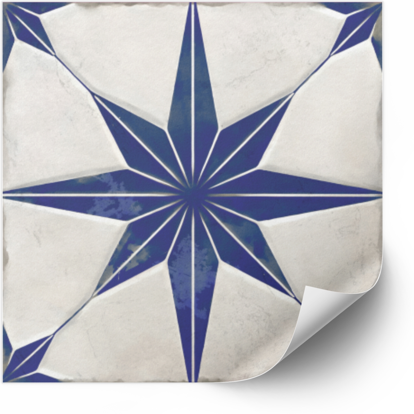 Tegels Sticker - Blauwe tegels met sterpatroon #2 / Set van 24