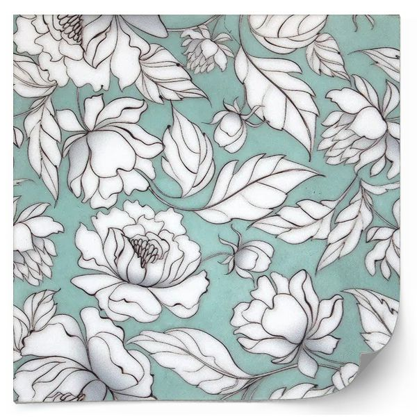 Tegels Sticker - Witte bladeren en bloemen / Set van 24
