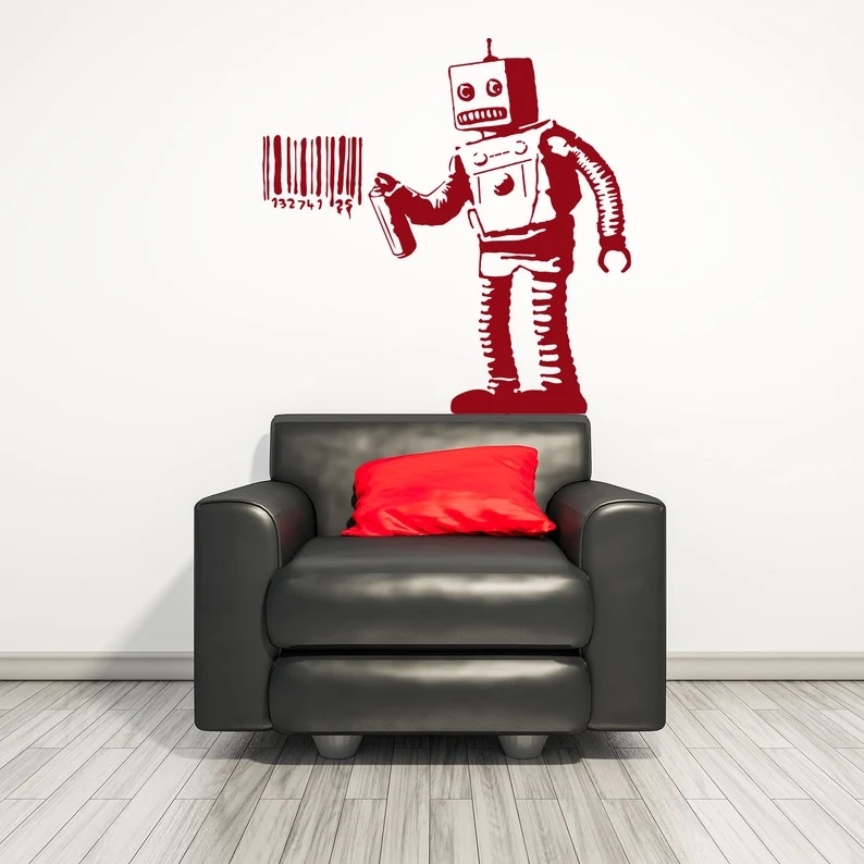 Muursticker - Barcoderobot / BourgondiΓ«