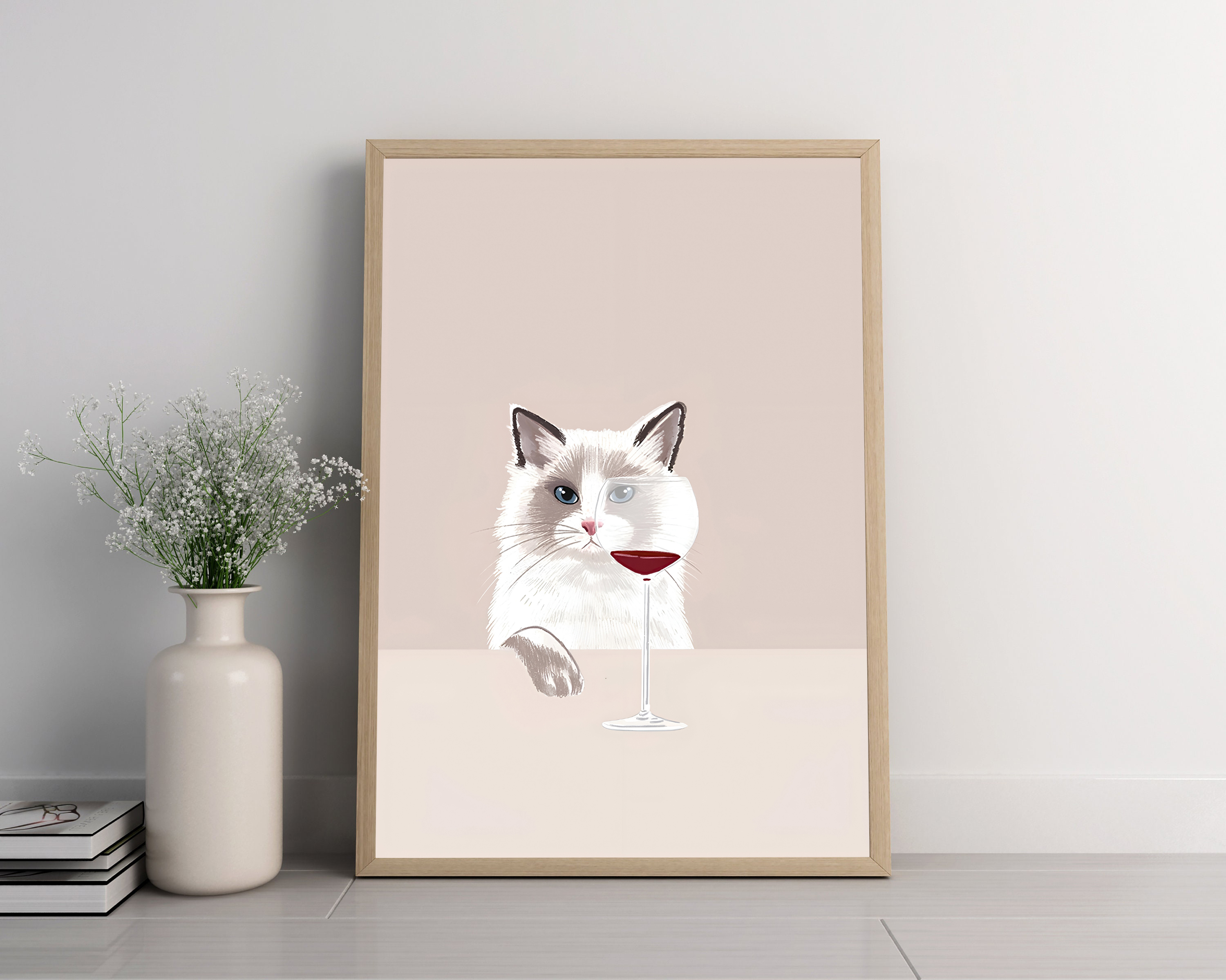 Poster - Witte en grijze kat