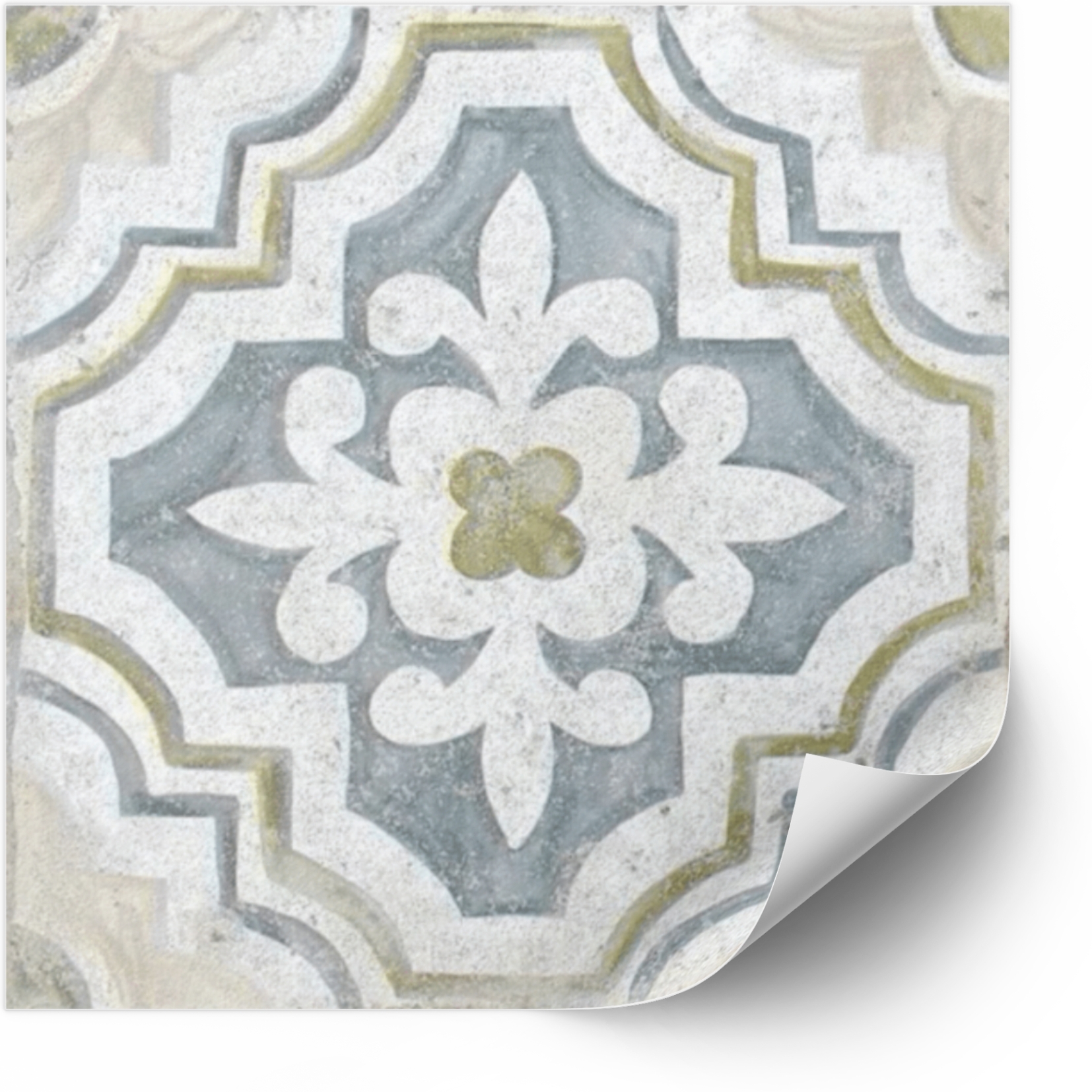 Tegels Sticker - Blauw en bruin bloemmotief / Set van 24