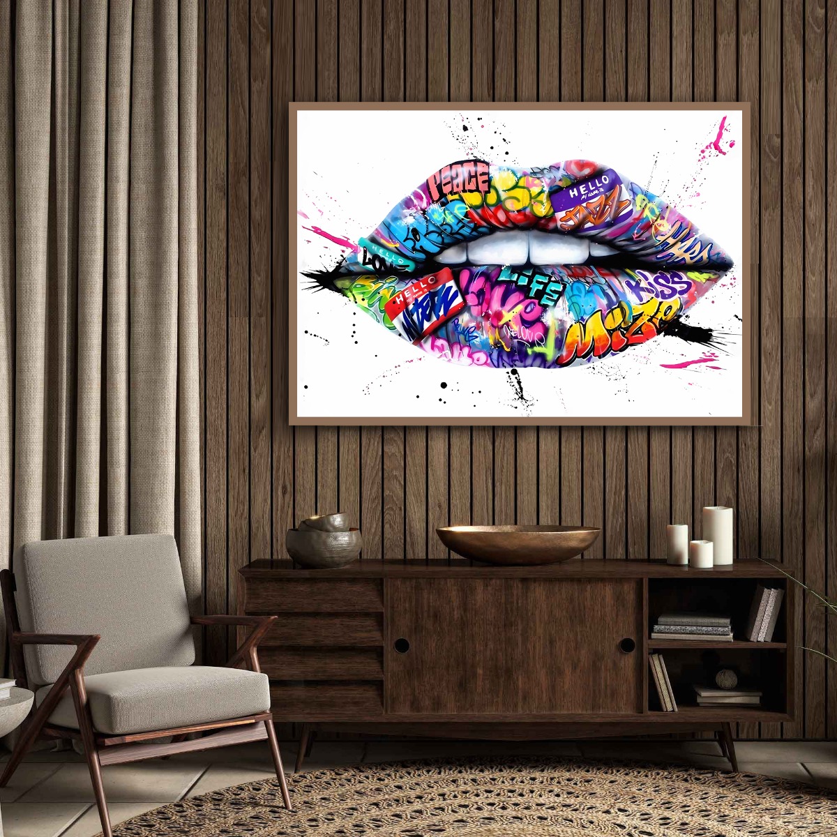 Poster - Straatgraffiti / Lippen - Kus