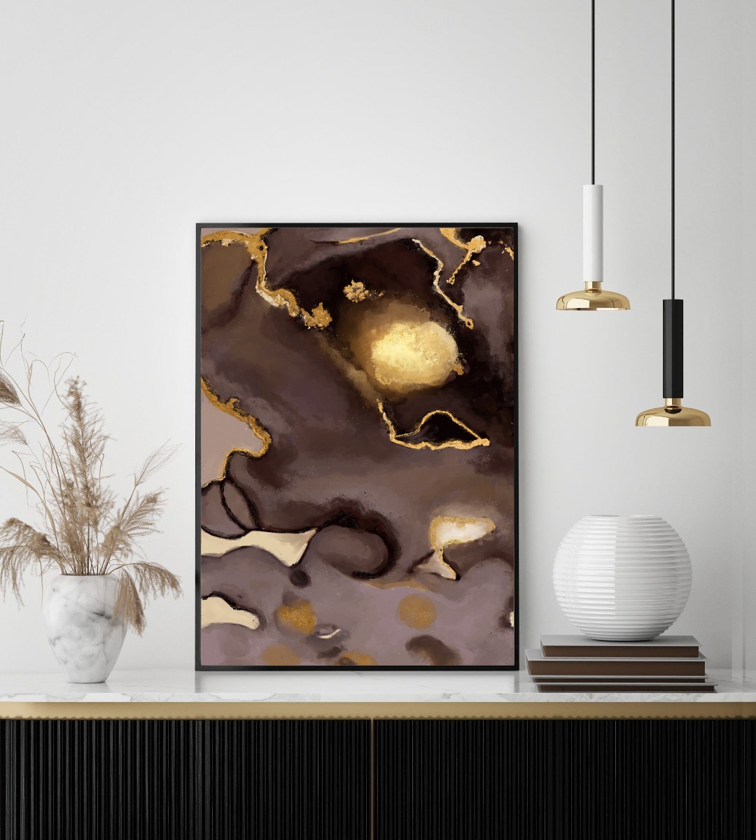 Poster - Gouden en Zwarte Kunst / 02