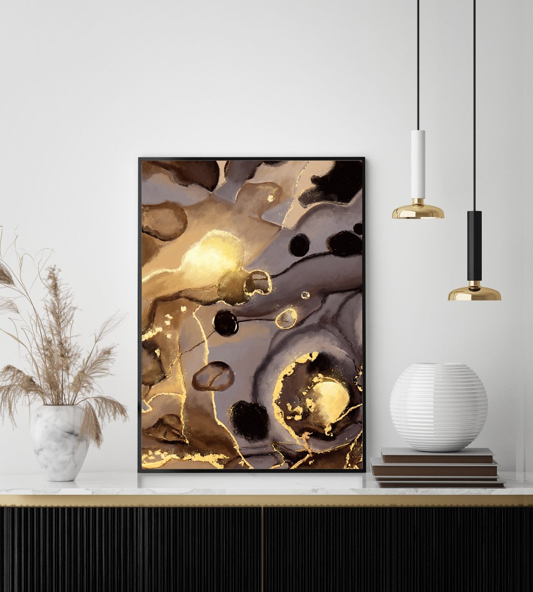 Poster - Gouden en Zwarte Kunst / 03